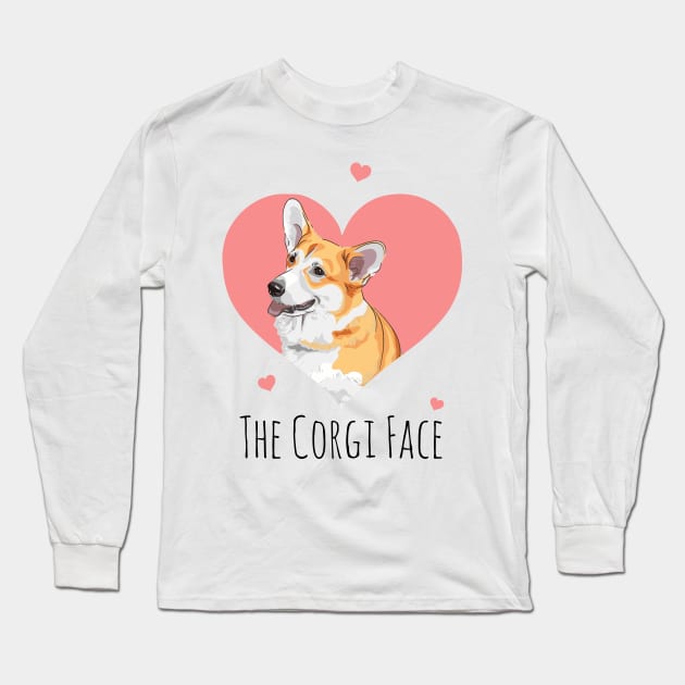 Corgi Face Funny Dog Lover Gifts Long Sleeve T-Shirt by BadDesignCo